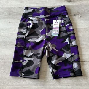 Pop Fit Stella Shorts Purple/Grey/Black Camo Shorts S NWT IN PACKAGE